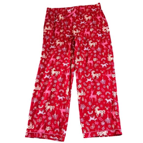 Holiday Time Three Piece Pajama Set Girls Size Large 10-12 Plus Red Unicorn Pjs‎ - Picture 5 of 9